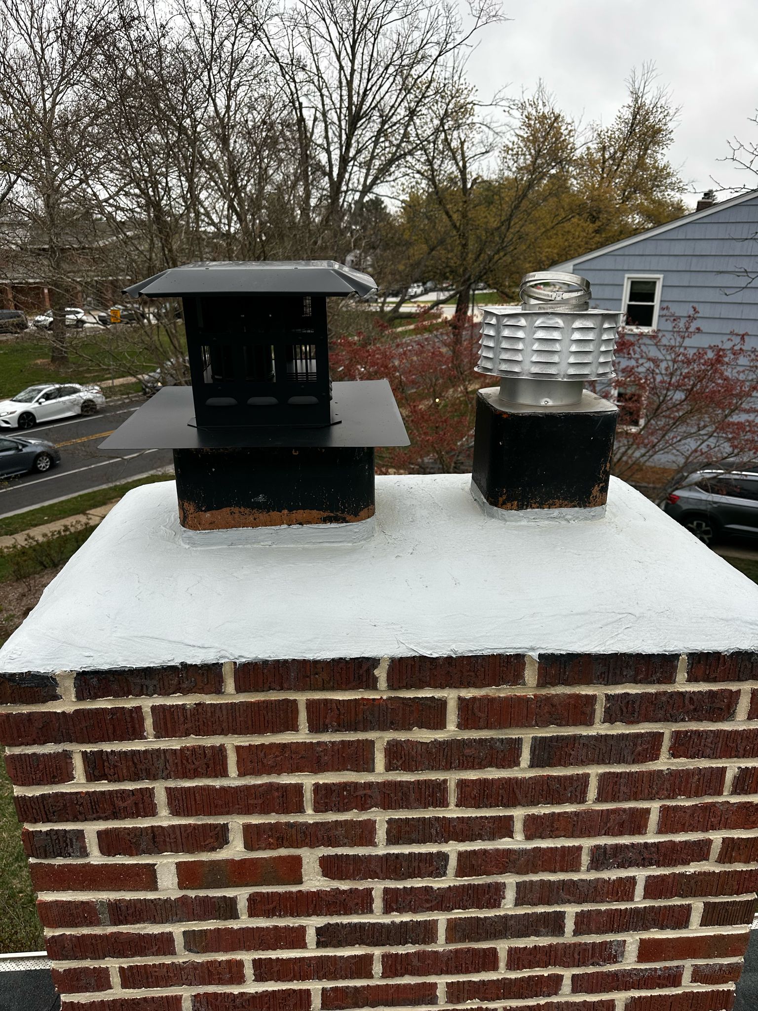 Chimney mason at work